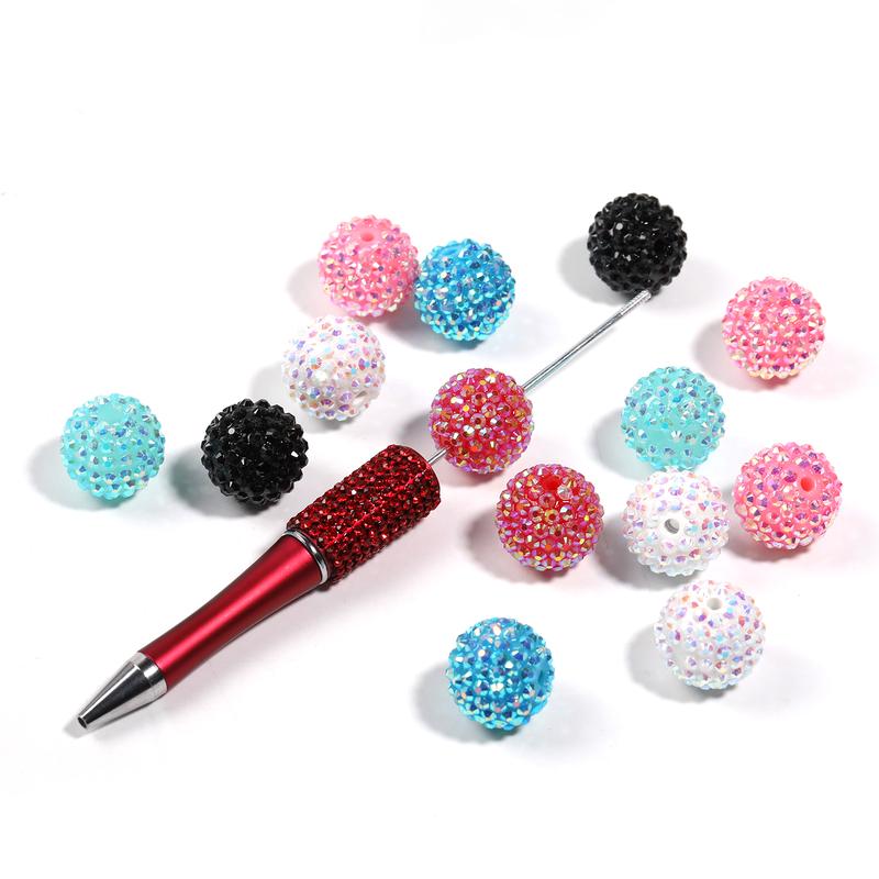 Colorful Rhinestone Beads Round Spacer Beads for Jewelry Bracelet Necklace Pen Bag