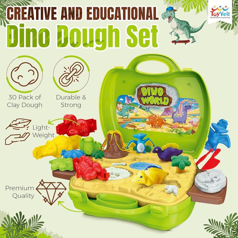 Saims Dinosaur Play Dough Set for Kids Ages 2-4 - Includes 30 Pack Clay Sets