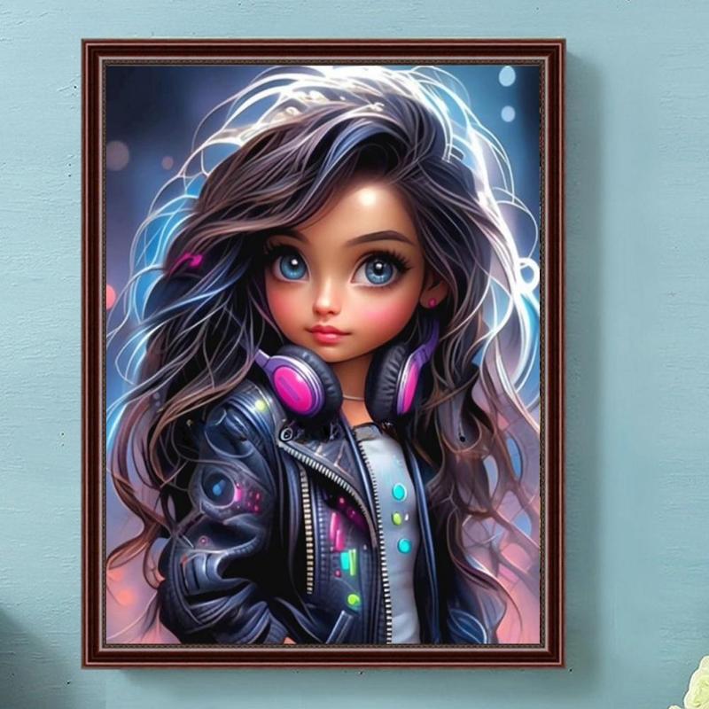 Cartoon Teenager Pattern DIY Diamond Arts Colorful Painting Kit without Frame, DIY Decorative Art Picture for Beginner, Wall Art Decor for Home Living Room Bedroom