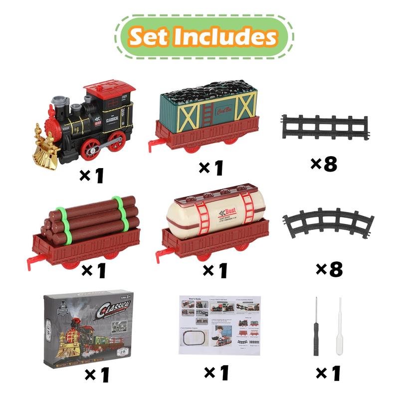 Electric Train Set for Kids, Train Toy with Smoke & Sound, Christmas Train Gift for Boy & Girl kids toys  toys for ages 3-6