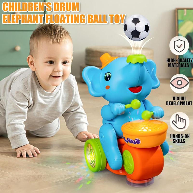 Elephant Blowing Ball Electric Floating Ball Walking Car with LED Lights & Sounds Early Educational Toys（Two colors are shipped randomly）