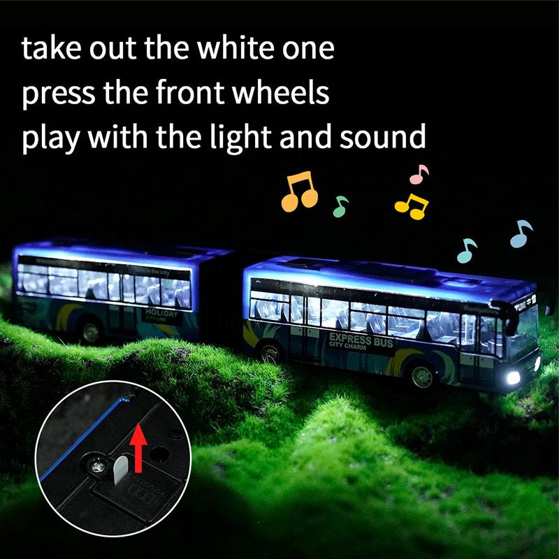 Crelloci City Bus Toy for Kids, Die Cast Alloy Pull Back Vehicles, Metro Articulated Electric Bus with Sounds and Lights, Model Cars Toy play  food Cyberquad Toy Mini Dinosaur Race and Collectible  Scale Construction Truck Set Cyberquad Toy cars  car  set