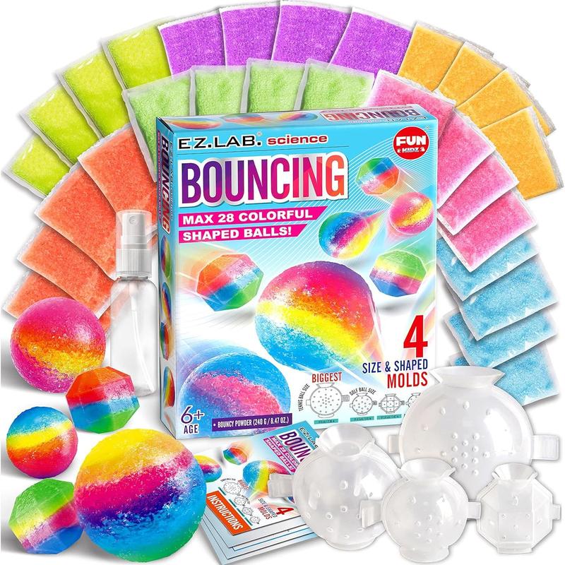 Big Bouncy Ball Kit, Fun  z   s DIY Ultimate Magic Bouncy Ball Making Kit Science Craft Projects Birthday Party Activity for Boys Girls Ages 6-12 Includes Tennis Size Ball Model