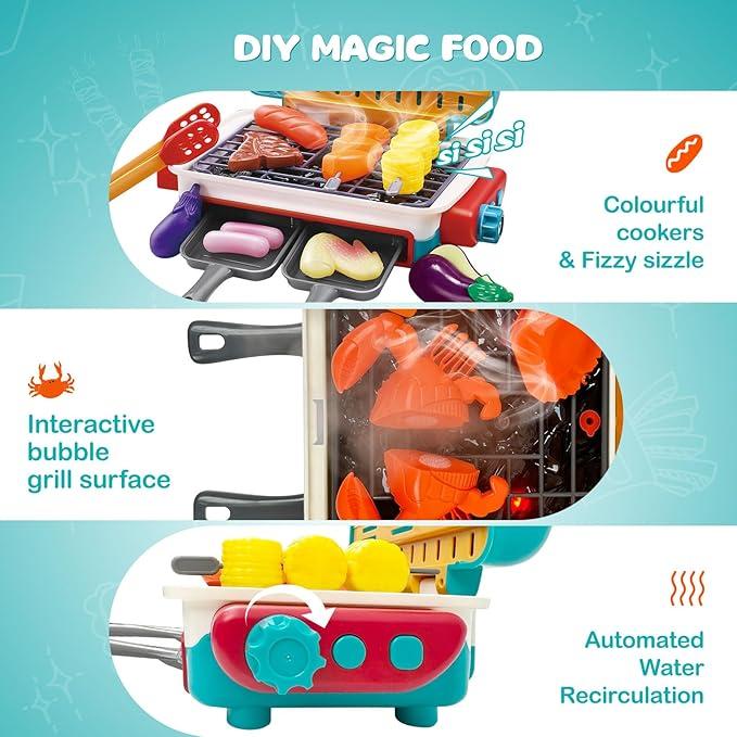 [Free Shipping] BBQ Cooking Kitchen Set,BBQ Grill Toy Set, Color Changing Pretend Play,Little Chef Play