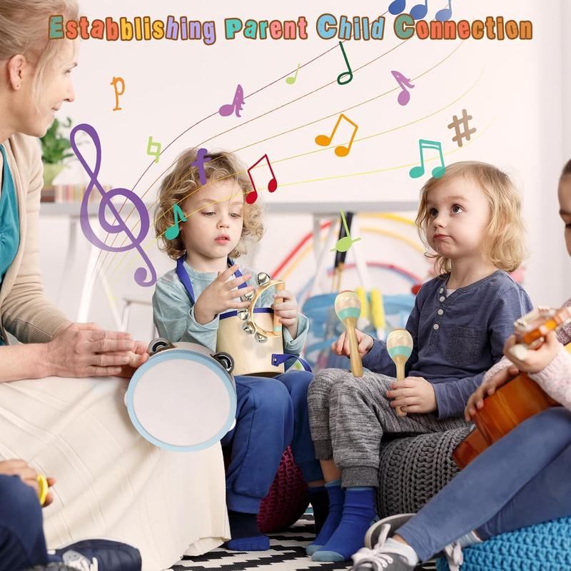 Toddler Musical Instruments-Musical Toys Wooden Toys for Toddlers 1-3 , Baby Musical Instruments with Modern Boho Xylophone Toddler Toys with Storage Bag for Kids Preschool Educational 3+