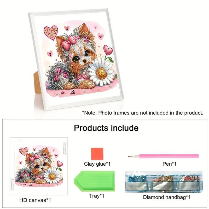 DIY Artificial Rhinestones Arts Painting Kit Without Frame, Cute Puppy Pattern DIY Painting, Handmade Craft Wall Art Decoration