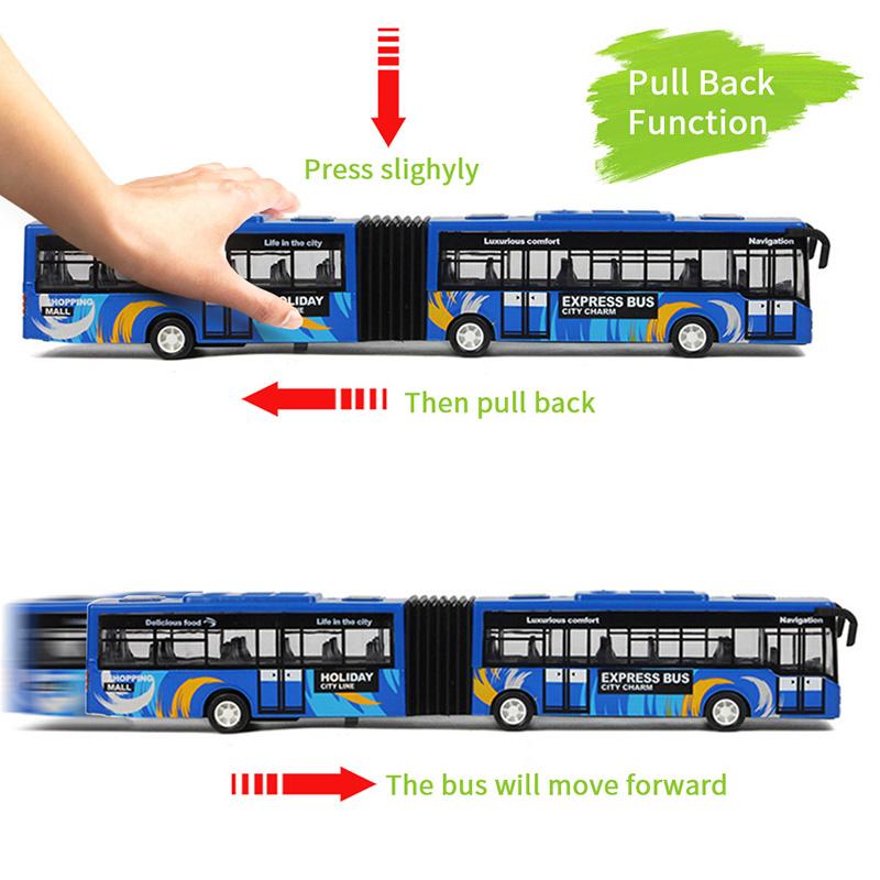 Crelloci City Bus Toy for Kids, Die Cast Alloy Pull Back Vehicles, Metro Articulated Electric Bus with Sounds and Lights, Model Cars Toy play  food Cyberquad Toy Mini Dinosaur Race and Collectible  Scale Construction Truck Set Cyberquad Toy cars  car  set