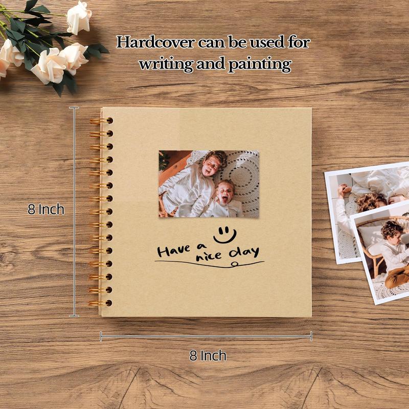 8 x 8 Inch DIY Scrapbook Album 40 Pages Hardcover Kraft Paper Scrap Book Photo Albums Memory Book for Wedding and Anniversary Family (Yellow, 8 Inch)