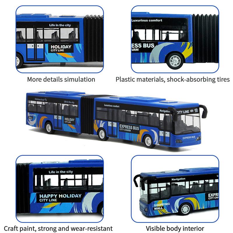 Crelloci City Bus Toy for Kids, Die Cast Alloy Pull Back Vehicles, Metro Articulated Electric Bus with Sounds and Lights, Model Cars Toy play  food Cyberquad Toy Mini Dinosaur Race and Collectible  Scale Construction Truck Set Cyberquad Toy cars  car  set