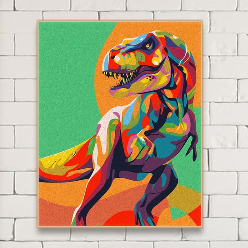 Dinosaur Pattern Paint in Diamond Kit without Frame, DIY Paint in Diamond Kit, DIY Decor Painting for Bedroom Living Room Office, Room Decor