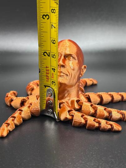 3D Printed Rocktopus, The Rock, Articulated Fidget, Dwayne Johnson, Octopus, Tinker Toy, Multiple sizes Small-Medium-Large-X-Large