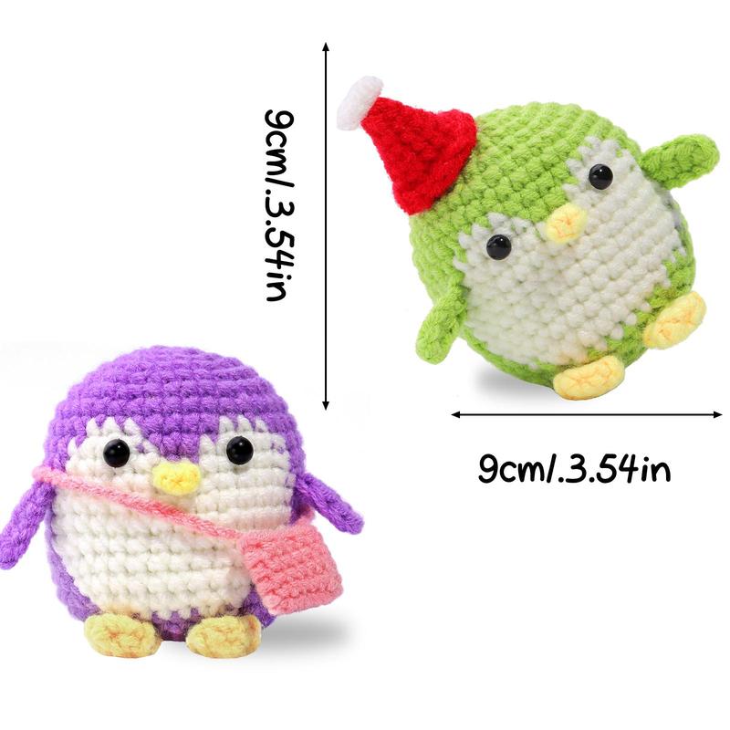 Penguin Design Complete Crochet Kit, 2 Counts set Crochet Starter Kit with Step-by-step Video Tutorials, Suitable for Beginners and Adults