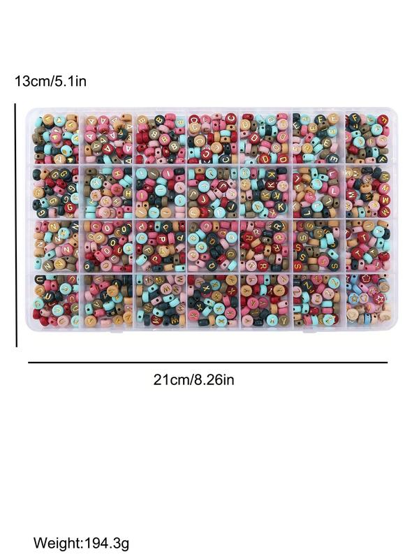 28 Grids Letter Bead (1 Box), Round Acrylic Bead, DIY Jewelry Making Supplies for Bracelet & Necklace Making