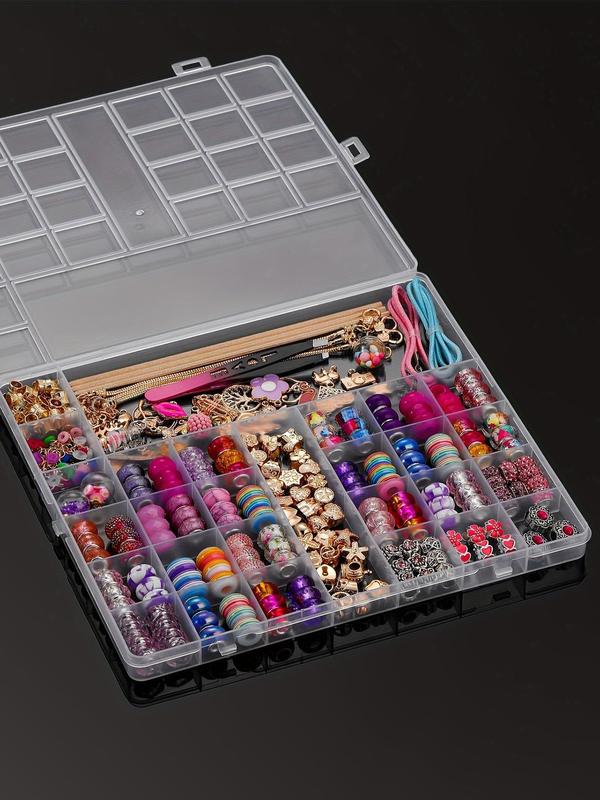 DIY Jewelry Making Kit, Cute Colorful Beads & Charms & Accessories with Storage Box, Fashion Accessories for Bracelet & Necklace Making