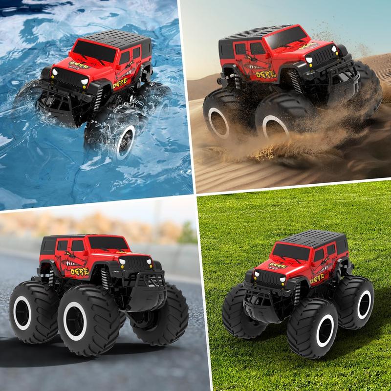 Amphibious Remote Control Car Toys for Boys 2.4 GHz 1:16 All Terrain Off-Road RC Car Waterproof RC Monster Truck Kids Pool Toys Remote Control Boat Gifts for Kids