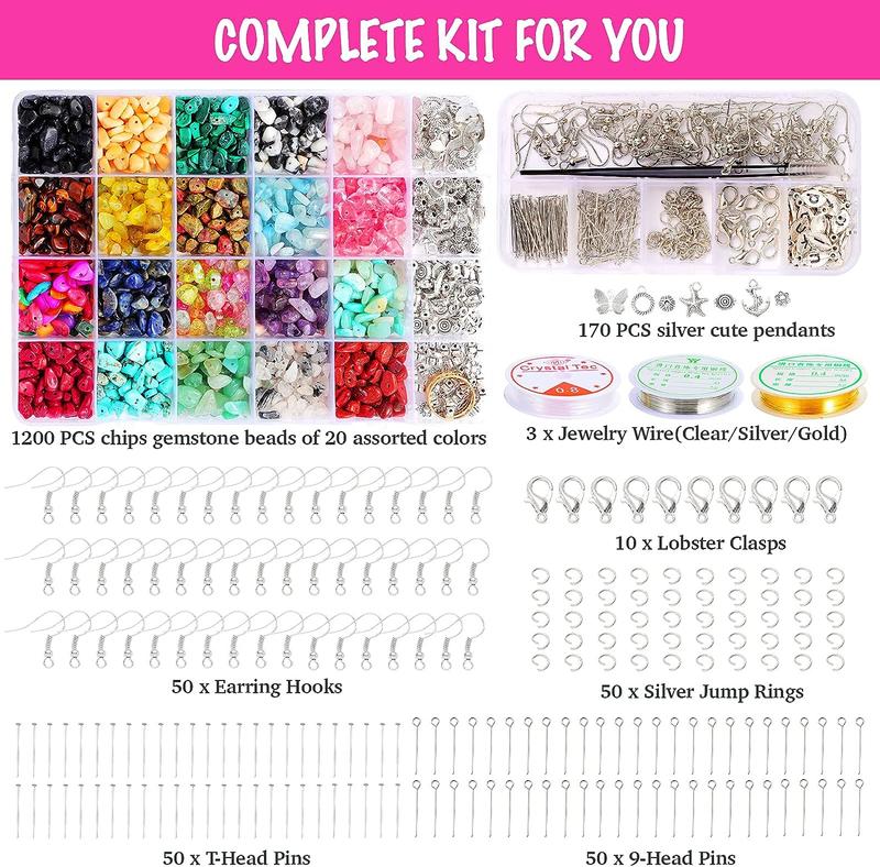 Jewelry Making Supplies Kit - 1587 PCS Beads, Crystal Beads, Jewelry Pliers, Beading Wire, Earring Hooks, Rings, Bracelets for Girls and Adults