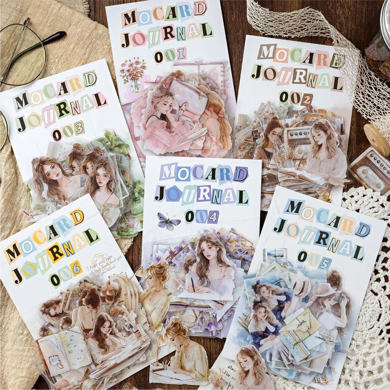 Scrapbooking & Stamping Supplies, 40pcs pack Girl & Flower Pattern Sticker, DIY Decorative Sticker For Journal Making