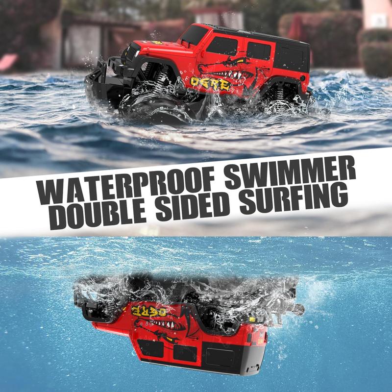 Amphibious Remote Control Car Toys for Boys 2.4 GHz 1:16 All Terrain Off-Road RC Car Waterproof RC Monster Truck Kids Pool Toys Remote Control Boat Gifts for Kids