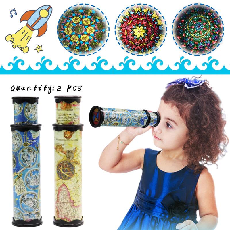 2 Pack Classic Kaleidoscope Toy,Magic Rotating Kaleidoscope,Stretchable Long World Kaleidoscope,Educational Toy Kaleidoscope for Children Gifts