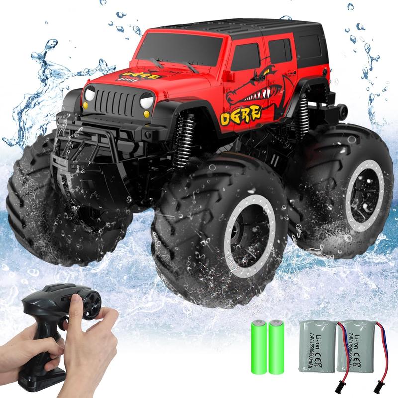 Amphibious Remote Control Car Toys for Boys 2.4 GHz 1:16 All Terrain Off-Road RC Car Waterproof RC Monster Truck Kids Pool Toys Remote Control Boat Gifts for Kids