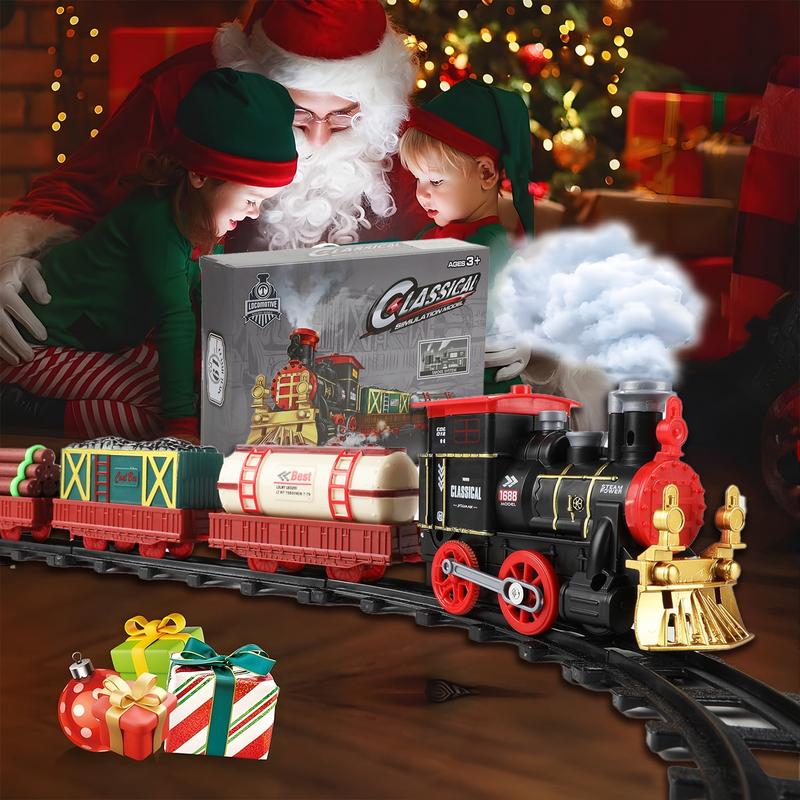 Electric Train Set for Kids, Train Toy with Smoke & Sound, Christmas Train Gift for Boy & Girl kids toys  toys for ages 3-6