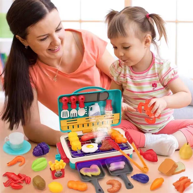 [Free Shipping] BBQ Cooking Kitchen Set,BBQ Grill Toy Set, Color Changing Pretend Play,Little Chef Play