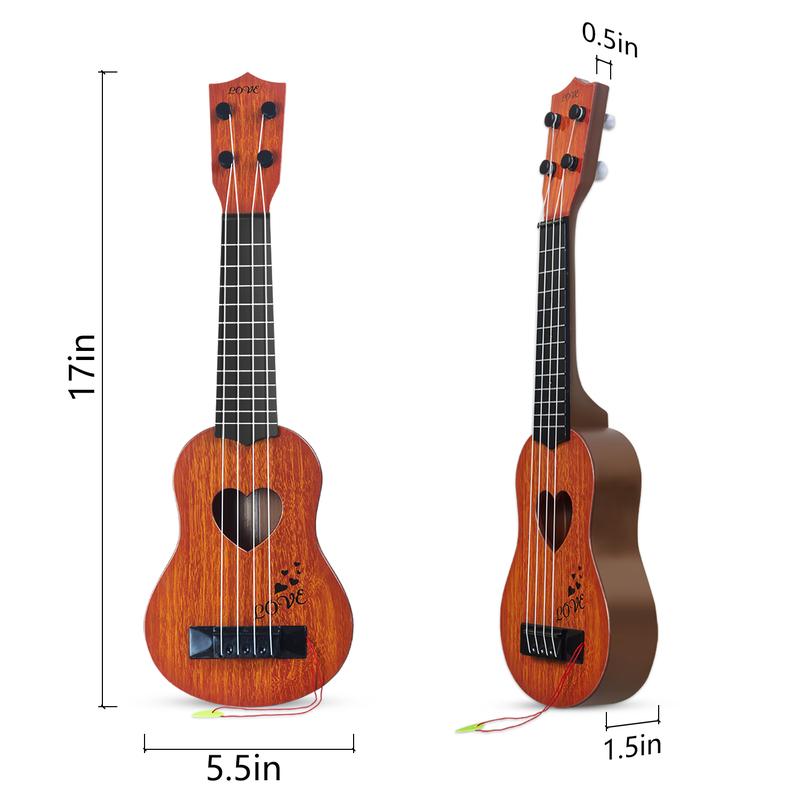 Kids Guitar Musical Toy Ukulele Classical Instrument(Brown),with Extra Harmonica 16 Holes