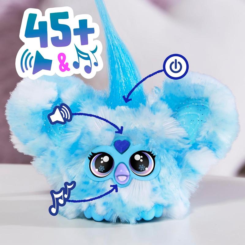 Furby Furblets SNO-Way Holiday Edition Mini Friend, 45+ Sounds & Music, Speaks Only Furbish, Electronic Plush Toys for 6 Year Olds & Up, Blue & White