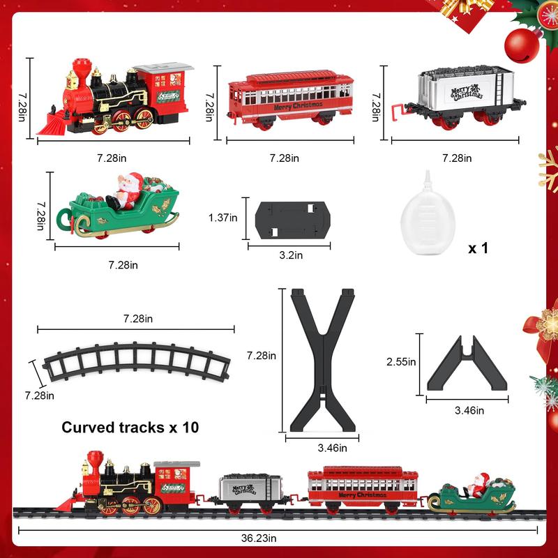 2024 Christmas Train Set with Smoke, Light and Sounds Effect for Ages 3-8+ Boys - Black