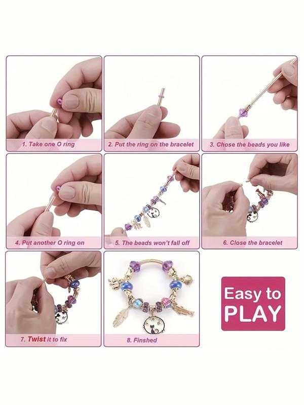 DIY Jewelry Making Kit, Cute Colorful Beads & Charms & Accessories with Storage Box, Fashion Accessories for Bracelet & Necklace Making