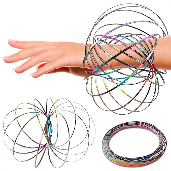 Spinning bracelet spiral fidget -  Magic Flow Ring Spinner  – Stress Relief, Kinetic Arm Toy for Endless Fun! Stainless Steel Rainbow Bracelet for Kids & Adults