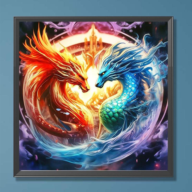 Dragon Pattern DIY Diamond Arts Painting Kit without Frame, DIY 5D Diamond Diamond Arts Painting Kit, DIY Decor Painting for Bedroom Living Room Office