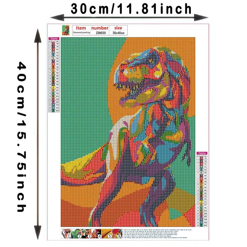 Dinosaur Pattern Paint in Diamond Kit without Frame, DIY Paint in Diamond Kit, DIY Decor Painting for Bedroom Living Room Office, Room Decor