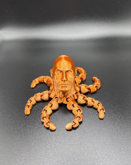 3D Printed Rocktopus, The Rock, Articulated Fidget, Dwayne Johnson, Octopus, Tinker Toy, Multiple sizes Small-Medium-Large-X-Large