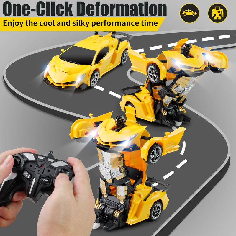 Transforming Remote Control Robot Car, 1:18 Scale Supercar with One-Button Deformation & 360° Drifting