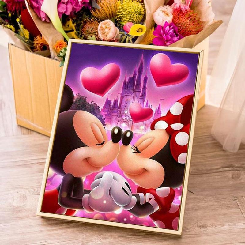 5D DIY Diamond Arts Colorful Painting Kit, Mickey Mouse Pattern Diamond Arts Colorful Painting without Frame, Cartoon Wall Decor for Home Room