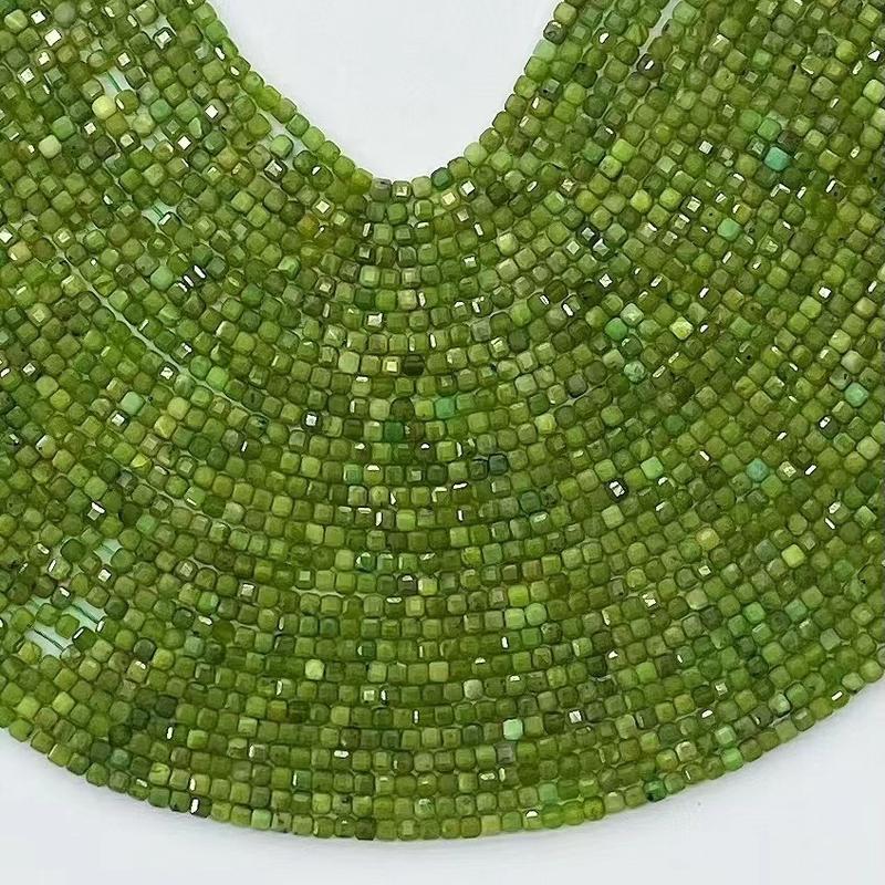 Natural Canada Green Jade Gemstone Cube Faceted Beads Tiny Loose Beads Square Faceted Beads For DIY Jewelry Making Desig Handmade Crafts Bracelet, Necklace, Earrings AAAA Quality 15.5 Inches Long, Semi Precious Stone, Spacer beads