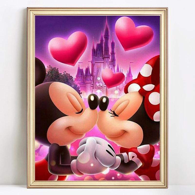 5D DIY Diamond Arts Colorful Painting Kit, Mickey Mouse Pattern Diamond Arts Colorful Painting without Frame, Cartoon Wall Decor for Home Room