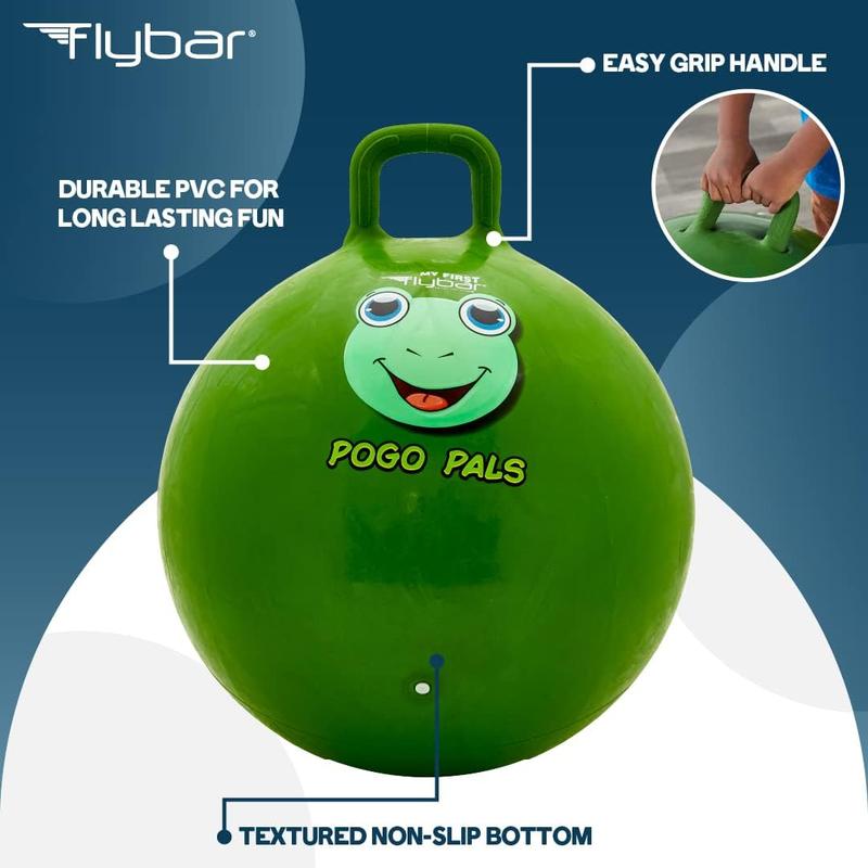 Flybar Hopper Ball for Kids - Bouncy Ball with Handle, Durable Bouncy Balls, Kangaroo Ball, Exercise Ball, Indoor and Outdoor Toy, Pump Included, Toddler Toys for Boys and Girls, Ages 3 and Up (Frg S)