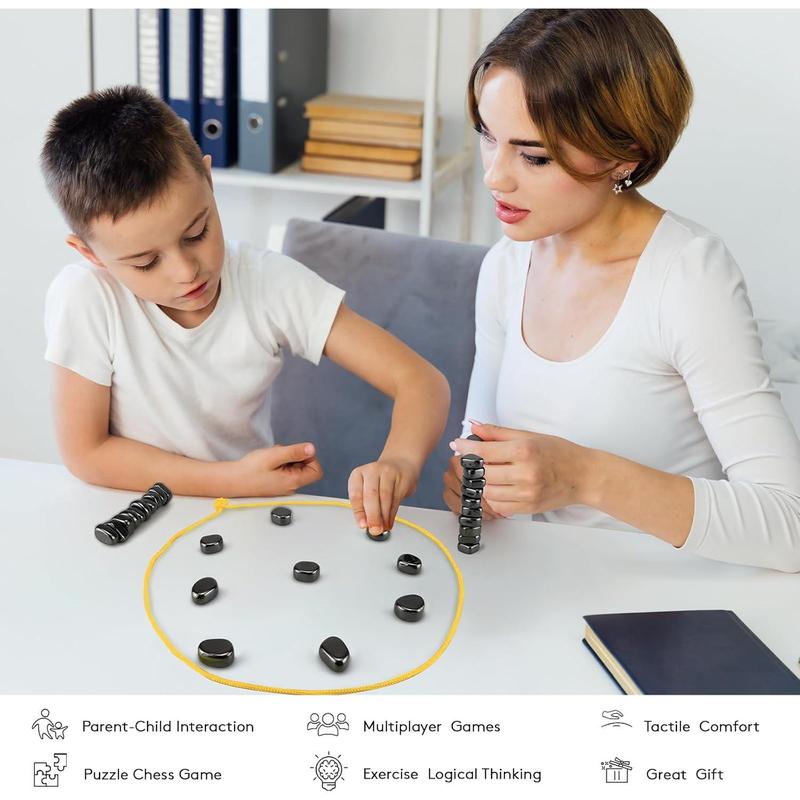 Magnetic Chess Game Upgrade 24 Stones, Magnetic Chess Game with Stones and String, Magnet Chess Game, Puzzle Strategy Family Game Party Game for Kids and Adults,Christmas