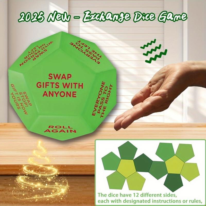 2025 New Christmas Gift Exchange Sieve, Christmas Party Gift Exchange Dice Game, 12 Sides Different-3*3*3 Inch High Density Food Grade Pu Material