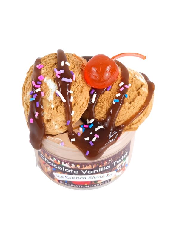 Chocolate Vanilla Twist Slime Ice Cream Kit - Imagination Harvest Slime Shop