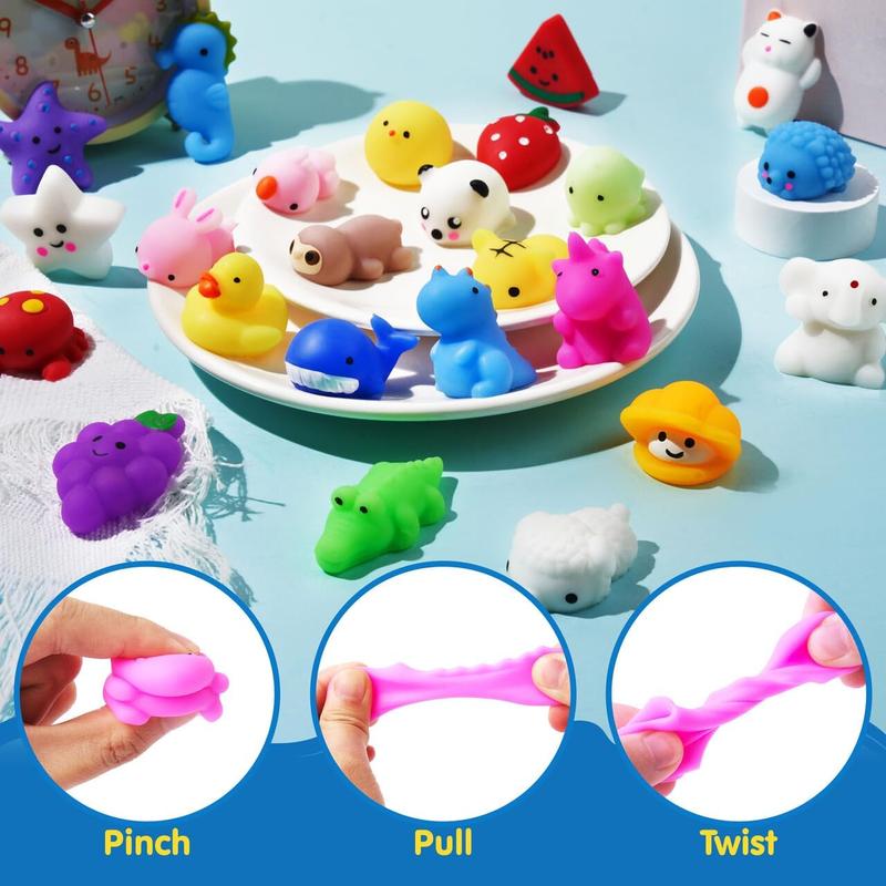 25-Pack Mini Mochi Squishy Toys Set – Kawaii Stress Relief Party Favors & Classroom Prizes