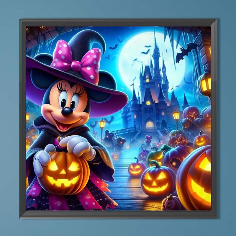 Pumpkin & Minnie Pattern Diamond Arts Colorful Painting Kit without Frame, DIY 5D Diamond Arts Crafts for Home Bedroom Wall Decor