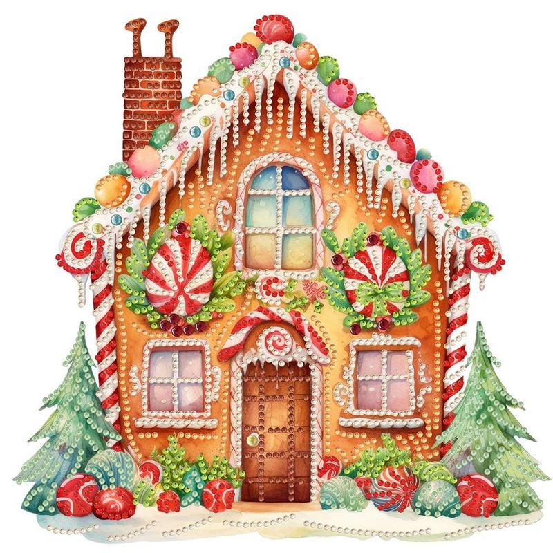 Candy House Shaped DIY Diamond Arts Colorful Painting without Frame (1 Set), DIY 5D Diamond Decorative Art Painting Kit for Beginner, Wall Art Decor for Home Living Room Bedroom