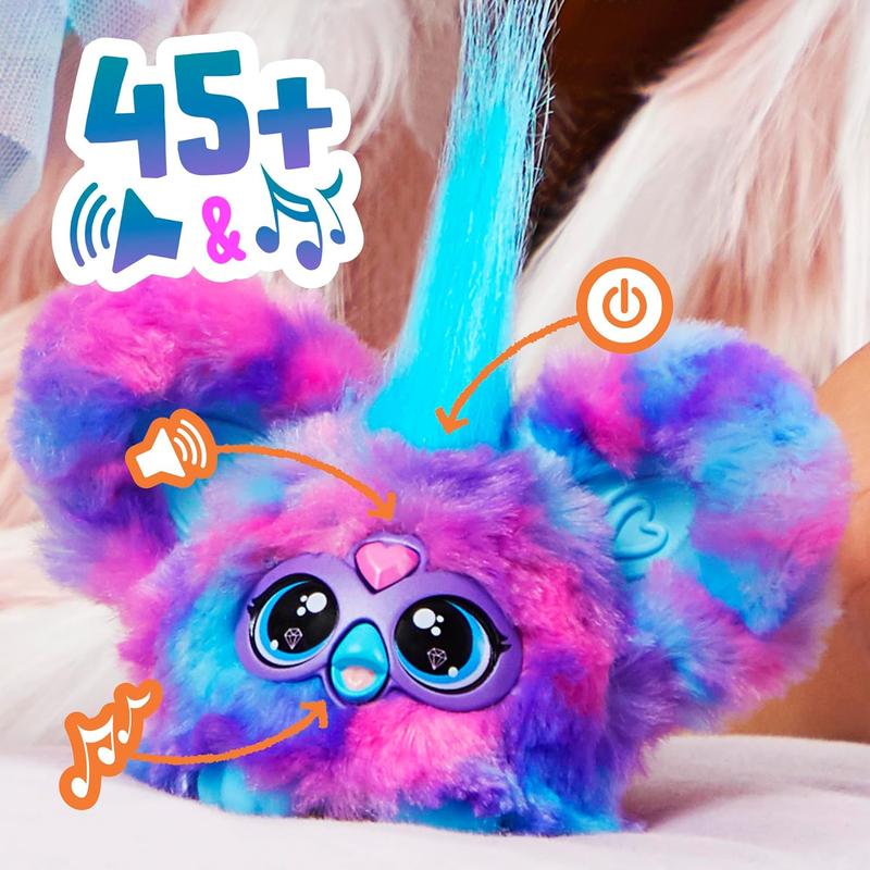 Furby Furblets Luv-Lee Mini Friend, 45+ Sounds, K-Pop Music & Furbish Phrases, Electronic Plush Toys for Girls & Boys 6 Years & Up, Purple & Blue