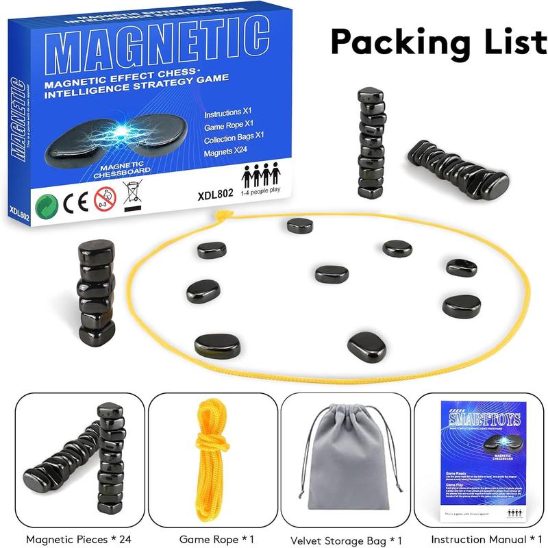 Magnetic Chess Game Upgrade 24 Stones, Magnetic Chess Game with Stones and String, Magnet Chess Game, Puzzle Strategy Family Game Party Game for Kids and Adults,Christmas