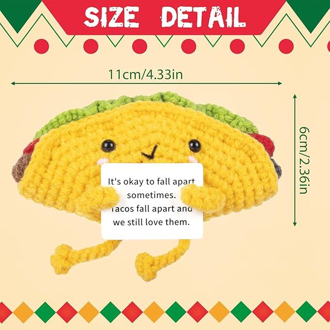 Funny Positive Taco, Emotional Support Taco, Cute Crochet Potato with Positive Card Cheer Up Funny Gag Gifts for Best Friend Birthday Housewarming Women Teacher Fall