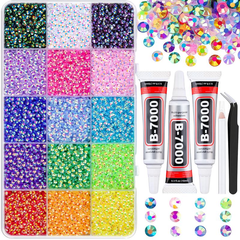 18000Pcs Resin Jelly Rhinestones for Crafting, Multicolor 3mm Flatback Rainbow Gems, Bedazzling Crystal  for DIY Crafts Clothing Shoes Nail Art