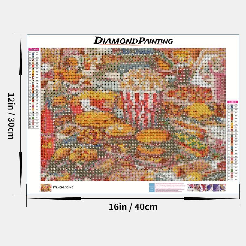 Food & Drink Pattern Diamond Painting Kit, DIY 5D Diamond Painting by Numbers Kit, Wall Art Decor